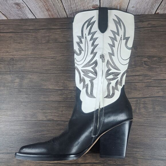 Dolce Vita Blanch Western Cowboy Boots Women's Sz 9.5 Black White 3"Heel (GUC) - Picture 7 of 11